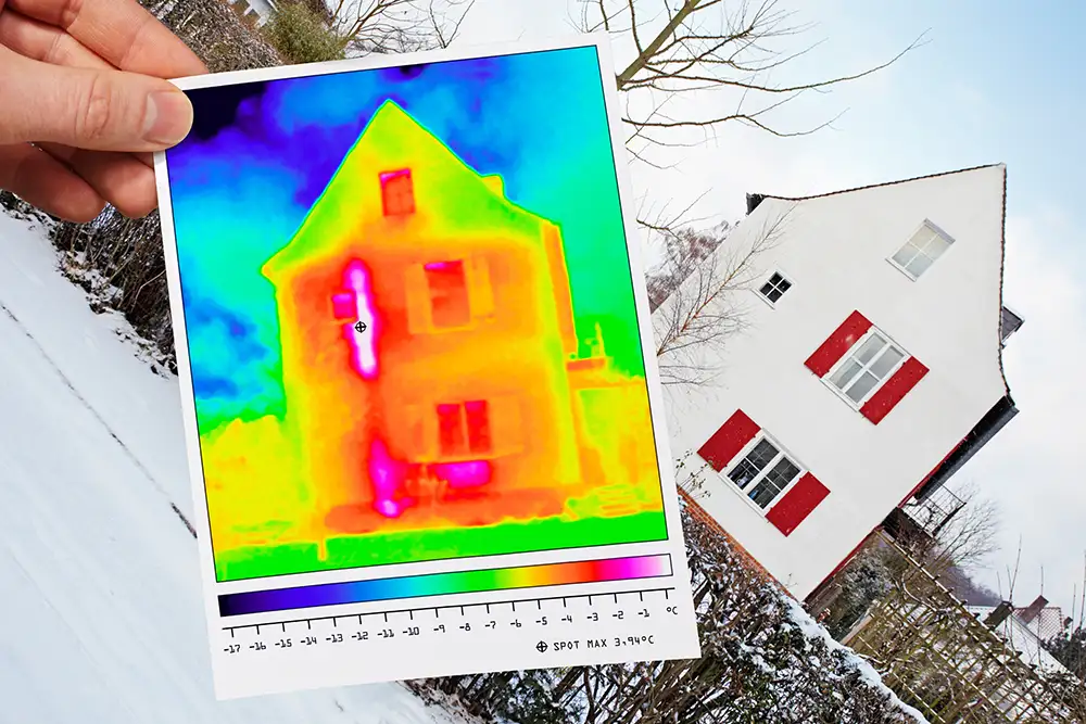 Wärmebildaufnahme eines Stadthauses